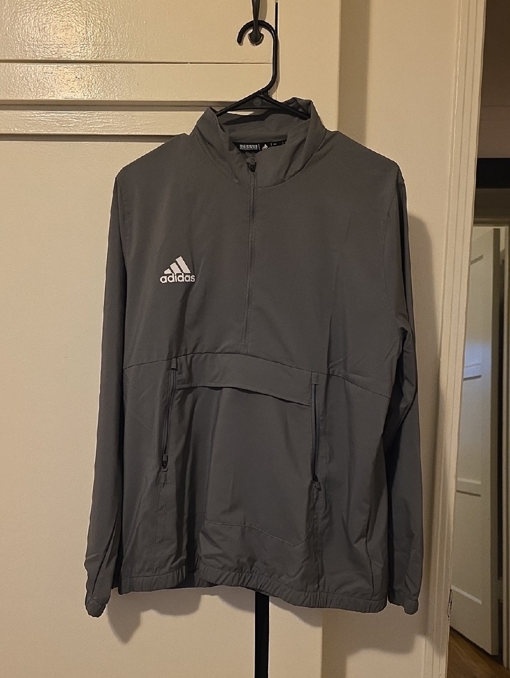 Adidas Men's Dark Gray Quarter-Zip Performance Jacket